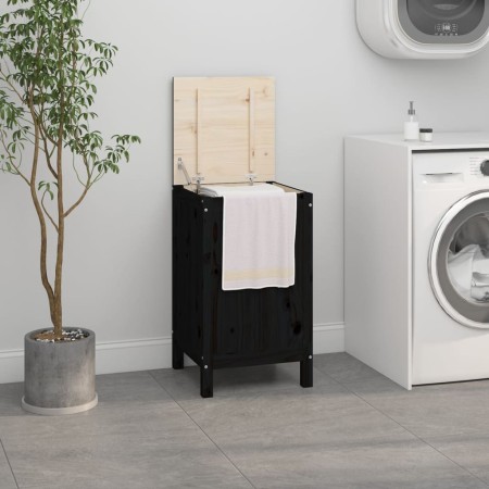 Laundry trunk solid black pine wood 44x44x76 cm by vidaXL, Laundry baskets - Ref: Foro24-823578, Price: 74,00 €, Discount: %