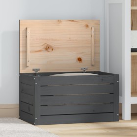 Solid gray pine wood storage box 59.5x36.5x33 cm by vidaXL, Closets and storage - Ref: Foro24-823616, Price: 65,99 €, Discoun...