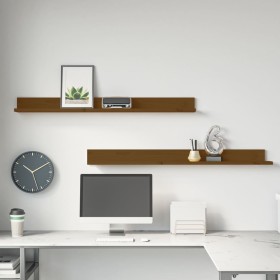 Wall shelves 2 pcs honey brown pine wood 110x11x9 cm by vidaXL, Shelves and shelves - Ref: Foro24-823612, Price: 28,50 €, Dis...