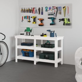 Solid white pine wood workbench 142.5x50x80 cm by vidaXL, Work tables - Ref: Foro24-823650, Price: 214,42 €, Discount: %