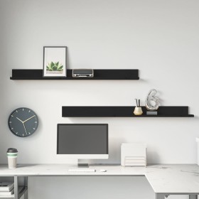 Wall shelves 2 pcs solid black pine wood 110x11x9 cm by vidaXL, Shelves and shelves - Ref: Foro24-823613, Price: 30,10 €, Dis...