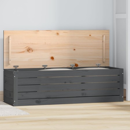 Aufbewahrungsbox aus massivem grauem Kiefernholz, 109 x 36,5 x 33 cm von vidaXL, Schränke und Lagerung - Ref: Foro24-823626, ...