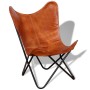 Silla Butterfly de cuero auténtico marrón de vidaXL, Sillones - Ref: Foro24-243728, Precio: 104,99 €, Descuento: %