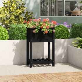 Solid black pine wood planter 54x34.5x81 cm by vidaXL, Pots and planters - Ref: Foro24-823756, Price: 77,32 €, Discount: %