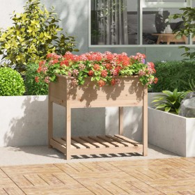 Jardinera con estante madera maciza de pino 82,5x82,5x81 cm de vidaXL, Maceteros y jardineras - Ref: Foro24-823794, Precio: 9...