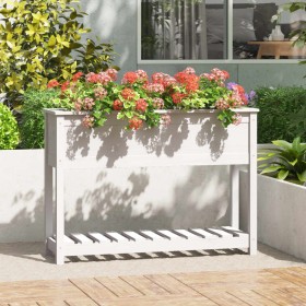 Planter with solid pine wood shelf in white, 111.5x34.5x81cm by vidaXL, Pots and planters - Ref: Foro24-823767, Price: 92,99 ...