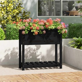 Planter with shelf solid black pine wood 82.5x34.5x81 cm by vidaXL, Pots and planters - Ref: Foro24-823763, Price: 74,99 €, D...