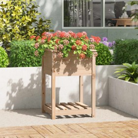 Jardinera con estante de madera maciza de pino 54x54x81 cm de vidaXL, Maceteros y jardineras - Ref: Foro24-823773, Precio: 59...