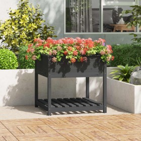 Planter with shelf solid gray pine wood 82.5x82.5x81 cm by vidaXL, Pots and planters - Ref: Foro24-823796, Price: 102,99 €, D...