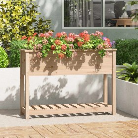 Planter with solid pine wood shelf 111.5x34.5x81 cm by vidaXL, Pots and planters - Ref: Foro24-823766, Price: 96,42 €, Discou...