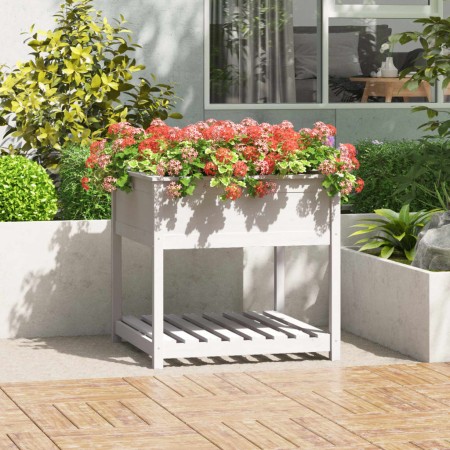 Jardinera con estante madera maciza pino blanca 82,5x82,5x81 cm de vidaXL, Maceteros y jardineras - Ref: Foro24-823795, Preci...