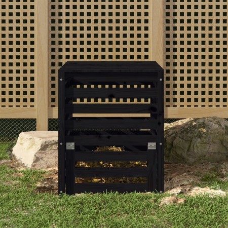 Solid black pine wood composter 63.5x63.5x77.5 cm by vidaXL, Composters - Ref: Foro24-823812, Price: 99,27 €, Discount: %