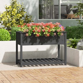 Planter with shelf solid gray pine wood 111.5x54x81 cm by vidaXL, Pots and planters - Ref: Foro24-823789, Price: 87,51 €, Dis...