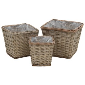 Wicker flower bed with PE lining 3 units by vidaXL, Pots and planters - Ref: Foro24-246833, Price: 35,99 €, Discount: %