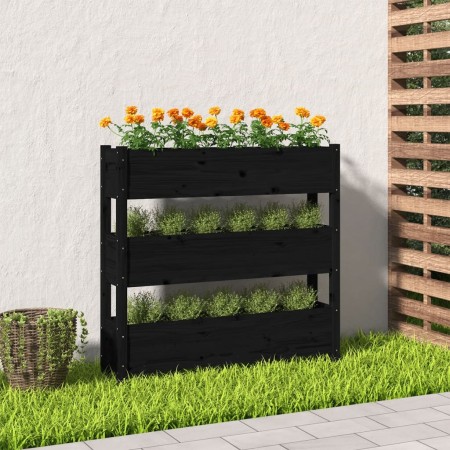 Solid black pine wood planter 112x25x104.5 cm by vidaXL, Pots and planters - Ref: Foro24-823924, Price: 116,99 €, Discount: %