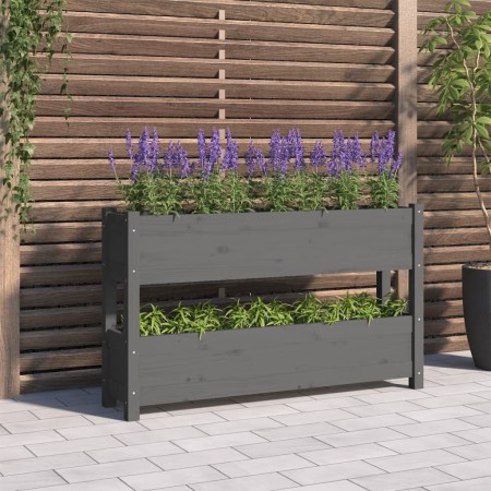 Jardinera de madera maciza de pino gris 112x25x66 cm de vidaXL, Maceteros y jardineras - Ref: Foro24-823929, Precio: 81,99 €,...