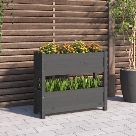 Jardinera de madera maciza de pino gris 77x25x66 cm de vidaXL, Maceteros y jardineras - Ref: Foro24-823943, Precio: 64,23 €, ...