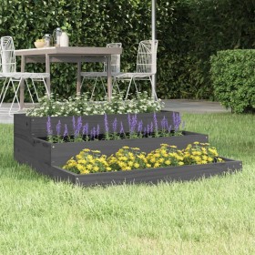 Jardinera de madera maciza de pino gris 78x78x27 cm de vidaXL, Maceteros y jardineras - Ref: Foro24-823908, Precio: 41,77 €, ...