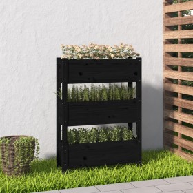 Solid black pine wood planter 77x25x104.5 cm by vidaXL, Pots and planters - Ref: Foro24-823938, Price: 98,99 €, Discount: %