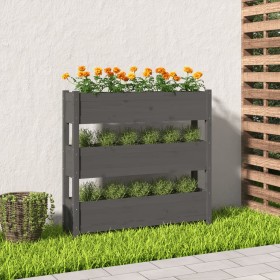 Solid gray pine wood planter 112x25x104.5 cm by vidaXL, Pots and planters - Ref: Foro24-823922, Price: 116,99 €, Discount: %