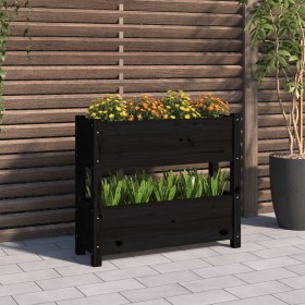 Solid black pine wood planter 77x25x66 cm by vidaXL, Pots and planters - Ref: Foro24-823945, Price: 64,23 €, Discount: %