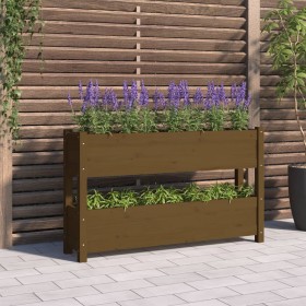 Solid pine wood planter in honey brown color, 112x25x66 cm by vidaXL, Pots and planters - Ref: Foro24-823930, Price: 83,99 €,...