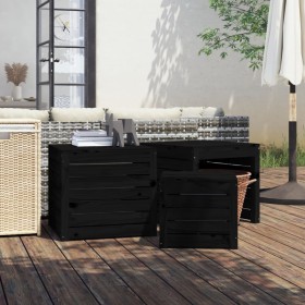 Garden box set 3 pieces solid black pine wood by vidaXL, Outdoor storage boxes - Ref: Foro24-823959, Price: 118,99 €, Discoun...