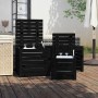 Set de cajas de jardín 3 piezas madera maciza de pino negro de vidaXL, Cajas de almacenaje para exteriores - Ref: Foro24-8239...