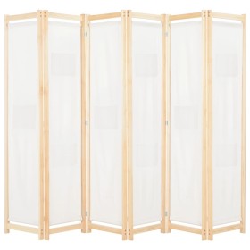 Divider screen with 6 cream fabric panels 240x170x4 cm by vidaXL, Room dividers - Ref: Foro24-248174, Price: 88,37 €, Discoun...