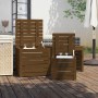 Set cajas de jardín 3 pzas madera maciza pino gris marrón miel de vidaXL, Cajas de almacenaje para exteriores - Ref: Foro24-8...