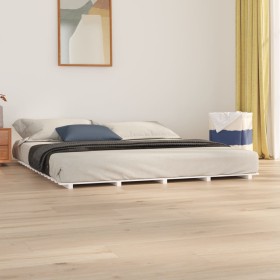 Solid white pine wood bed frame 200x200 cm by vidaXL, Beds and slatted bases - Ref: Foro24-824559, Price: 108,23 €, Discount: %