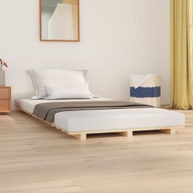 Solid pine wood bed frame 100x200 cm by vidaXL, Beds and slatted bases - Ref: Foro24-824553, Price: 75,49 €, Discount: %