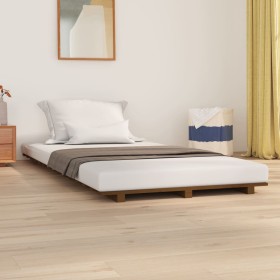 Honey brown solid pine wood bed frame 75x190 cm by vidaXL, Beds and slatted bases - Ref: Foro24-824596, Price: 59,52 €, Disco...