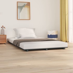 Solid gray pine wood bed frame 140x190 cm by vidaXL, Beds and slatted bases - Ref: Foro24-824605, Price: 135,05 €, Discount: %