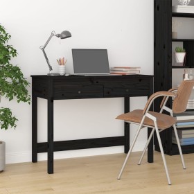 Solid black pine wood desk with drawers 100x50x78 cm by vidaXL, Desks - Ref: Foro24-824647, Price: 118,50 €, Discount: %