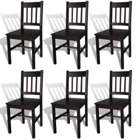 Dining chairs, 6 units, dark brown pine wood by vidaXL, dining chairs - Ref: Foro24-271499, Price: 258,61 €, Discount: %