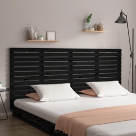 Cabecero de cama de pared madera maciza pino negro 186x3x91,5cm de vidaXL, Cabeceros y pies de cama - Ref: Foro24-824707, Pre...