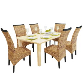 Sillas de comedor 6 unidades madera maciza de mango y abacá de vidaXL, Sillas de comedor - Ref: Foro24-274199, Precio: 679,06...