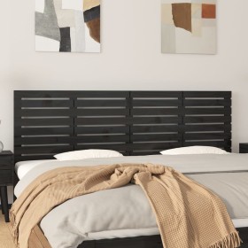 Solid black pine wood wall bed headboard 206x3x63 cm by vidaXL, Headboards and footboards - Ref: Foro24-824722, Price: 64,32 ...