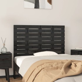 Cabecero de cama de pared madera maciza pino negro 106x3x63 cm de vidaXL, Cabeceros y pies de cama - Ref: Foro24-824717, Prec...