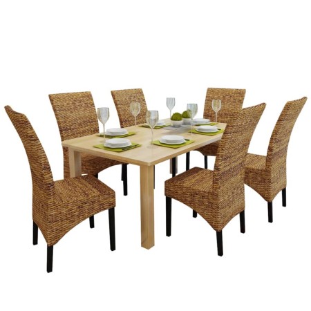 Sillas de comedor 6 unidades madera maciza de mango y abacá de vidaXL, Sillas de comedor - Ref: Foro24-274201, Precio: 629,58...