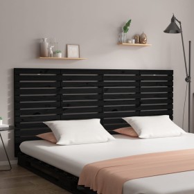 Cabecero de cama de pared madera maciza pino negro 166x3x91,5cm de vidaXL, Cabeceros y pies de cama - Ref: Foro24-824702, Pre...