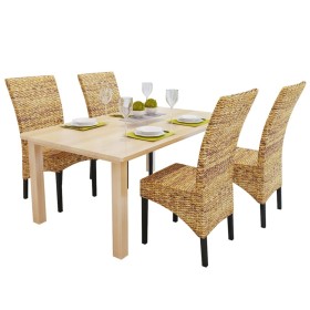 Sillas de comedor 4 unidades madera maciza de mango y abacá de vidaXL, Sillas de comedor - Ref: Foro24-274200, Precio: 420,21...