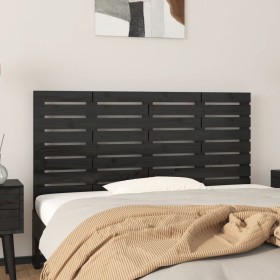 Cabecero de cama de pared madera maciza pino negro 146x3x63 cm de vidaXL, Cabeceros y pies de cama - Ref: Foro24-824737, Prec...