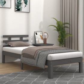 Estructura de cama individual madera maciza gris 75x190 cm de vidaXL, Camas y somieres - Ref: Foro24-814716, Precio: 94,99 €,...