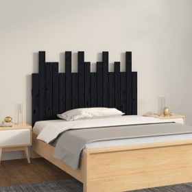 Cabecero de cama de pared madera maciza pino negro 108x3x80 cm de vidaXL, Cabeceros y pies de cama - Ref: Foro24-824777, Prec...