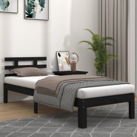 Black solid wood single bed frame 75x190 cm by vidaXL, Beds and slatted bases - Ref: Foro24-814718, Price: 78,99 €, Discount: %