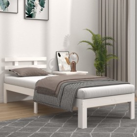 White solid wood single bed frame 90x190 cm by vidaXL, Beds and slatted bases - Ref: Foro24-814720, Price: 78,14 €, Discount: %