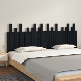 Cabecero de cama de pared madera maciza pino negro 204x3x80 cm de vidaXL, Cabeceros y pies de cama - Ref: Foro24-824782, Prec...