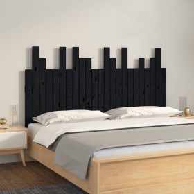 Cabecero de cama de pared madera maciza pino negro 146,5x3x80cm de vidaXL, Cabeceros y pies de cama - Ref: Foro24-824797, Pre...